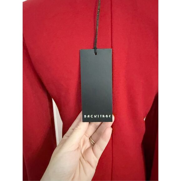 Backstage Womens Red Emily Flare Bell Sleeve Deep V Neck Mini Dress Size XS NWT - Picture 5 of 6